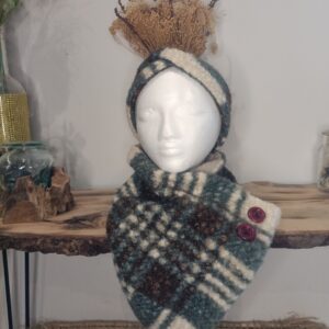 BANDEAU ET SNOOD FAIT MAIN EN CREATION ARTISANALE DE LOUCIA CREATION TIENT CHAUD POUR L'HIVER.