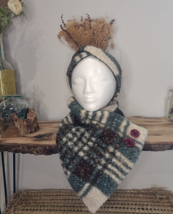 BANDEAU ET SNOOD FAIT MAIN EN CREATION ARTISANALE DE LOUCIA CREATION TIENT CHAUD POUR L'HIVER.