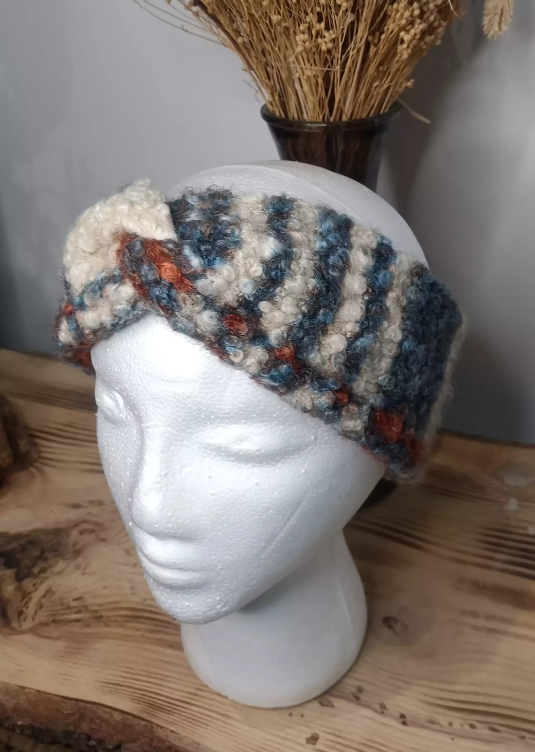 Bandeau et Snood boutons marrons