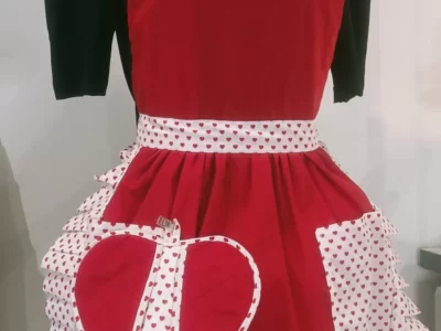 Tabliers de cuisine Saint Valentin rétro rouge et blanc