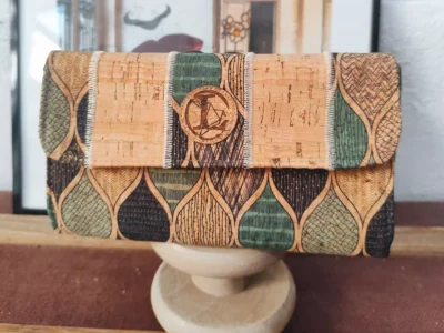 Portefeuille en liège marron et vert