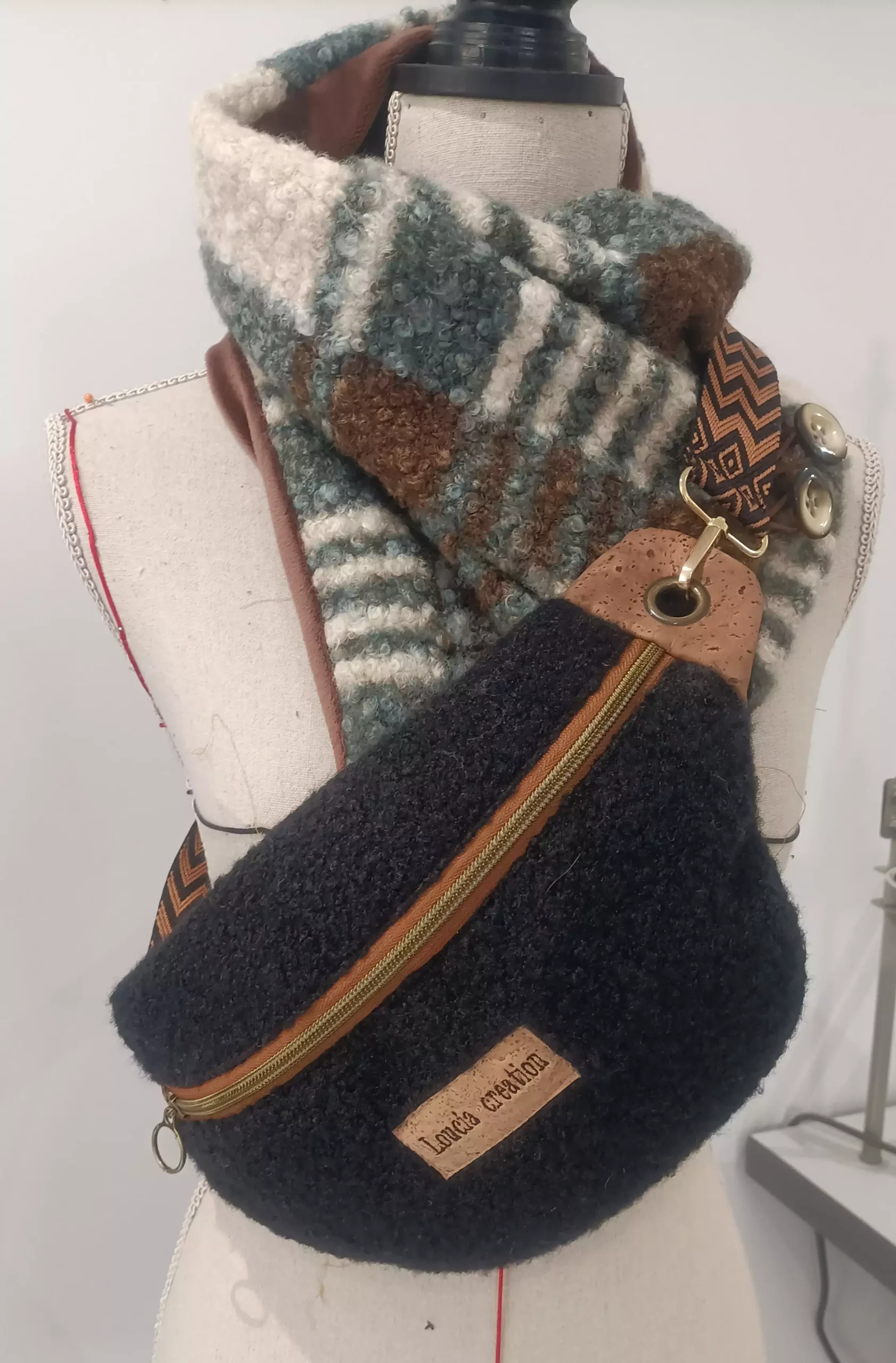 Sac Banane effet laine bouillie douce et en liège